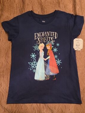 Disney Navy Blue Frozen Elsa & Anna 'Enchanted Spirits' Graphic Tee